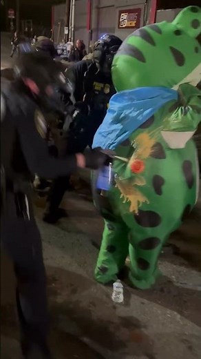 ICE Agents Shoot Pepper Spray into Protester's Frog Costume Air Vent #shorts