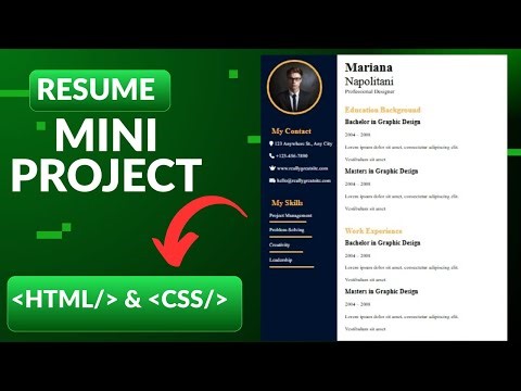 Resume Mini Project using HTML & CSS | Build Resume Website Design for Beginners