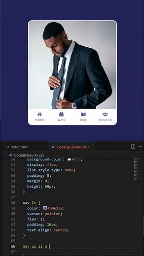 🔥 Smooth Mobile Tab Navigation UI | Responsive Design #webdevelopment #coding #navigation #shorts'