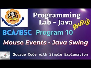 Respond to mouse Events in Frame - Java Swing Program 10- Programming Java lab Bharathiar University