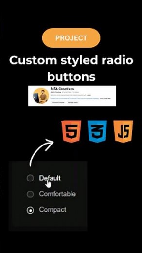 Html Radio Button | Modern Dark UI Radio Buttons 2025 | Pure CSS + JS #shorts