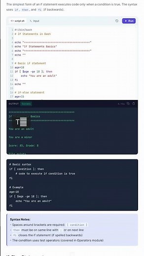 Bash If Statements - Conditional Logic, if-else-elif — in 30 seconds #Bash #Shell #Linux