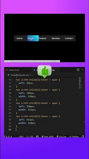 🌐 Navigation Menu Hover Effect using HTML & CSS #webdevelopment #coding #htmlcss