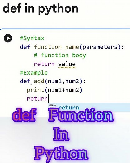 def in Python 🔥 | Function Syntax Explained in 30 Seconds 🐍