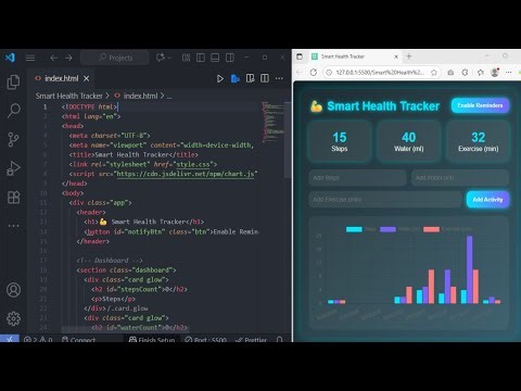 Smart Health Tracker using JavaScript | Full Project Tutorial with Chart & Reminders | Satya Gyan A4
