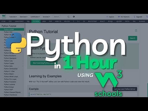 W3Schools Python Tutorial in 1 Hour | Learn Python Using W3Schools