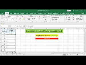 How to Generate Unique Random Numbers in Excel