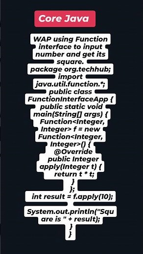 "Using Function Interface in Java to Calculate the Square of a Number"