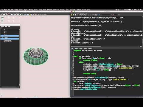 copy skinweights tool - Maya Python tutorial