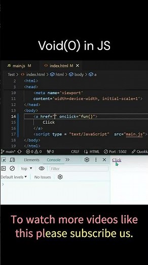 Interview Challenge # 127 || Why should we use javascript void(0) in js #javascript