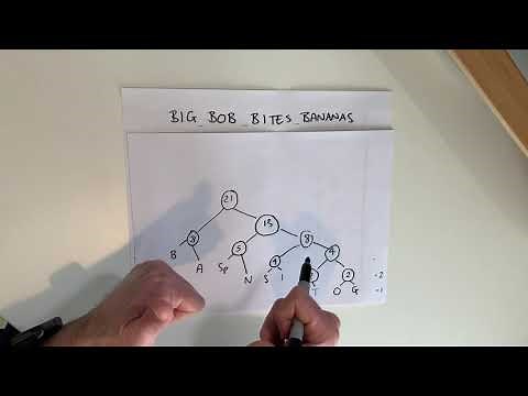 Compressing text using Huffman trees worked example