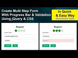 Multi Step Form With Progress Bar & Validation Using jQuery & CSS | Create Form With Multiple Steps