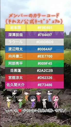 【SnowMan】メンバーのカラーコード（それスノ公式キービジュアル ）