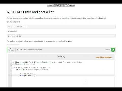 Python Lab Filter and sort a list