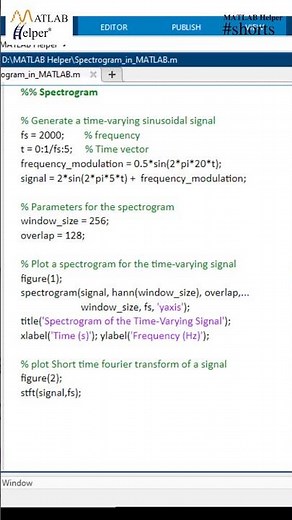Signal spectrogram plotting explained in MATLAB #Shorts