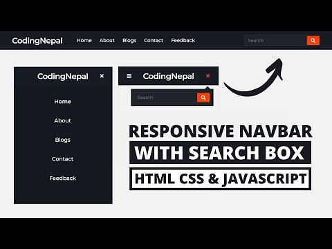Responsive Navbar with Search Box in HTML CSS & JavaScript | CodingNepal
