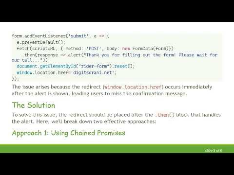 How to Redirect After Alert in JavaScript Form Submission