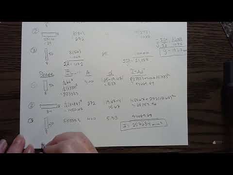 Beam design example with section modulus, bending stress, centroid and moment of inertia