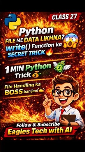 👉 Class 27: Python me File likhna itna EASY? 😱 write() function ka SECRET 🔥
