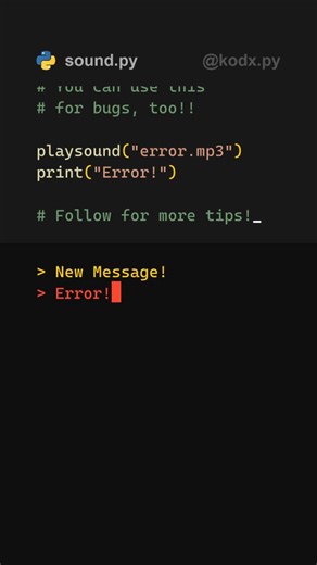 kodx | Creator & Programmer | Did you know this about Playsound? 🫨 This python library will leave you SPEECHLESS. It's so easy to use! You can add sounds sooo easily to... | Instagram