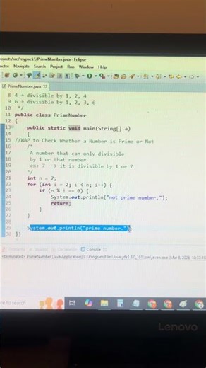Java Program to Check Whether a Number is Prime or Not #java #coding #learn #javainterview