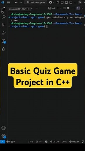 Basic Quiz Game Project in C++ | Mini Project for Beginners | C++ Programming Shorts #shorts