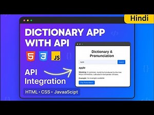 Dictionary App in JavaScript | API Project using HTML CSS JavaScript | Beginners in Hind