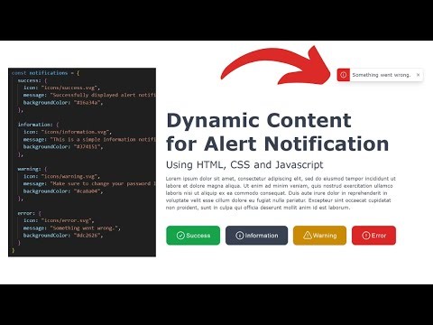 Dynamic Content for Alert Notification (HTML, CSS, JS)
