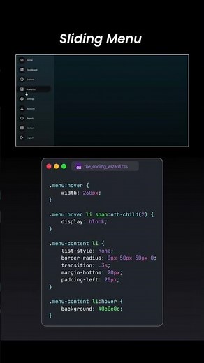 🎨 Create a Smooth Slider Menu Using JS & CSS3! 🚀 | Modern UI Design 💡 #shorts #shortsvideo #coding