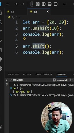 JavaScript SHIFT vs UNSHIFT Explained in 10 Seconds 🔥 | JS Array Methods #mernstack#javascript