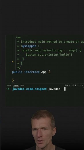 Code Snippets in JavaDoc #java #shorts #coding #airhacks