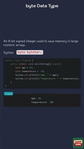 The byte Data Type in Java