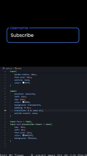 Floating Label Input Using Only HTML & CSS 💻 | No JavaScript! #coding #webdesign #htmlcss #input