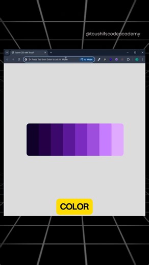 Copy Color Code on Click | JavaScript #codewithtoushif Learn how to copy a color code to the clipboard by clicking on a color palette using simple JavaScript. No library, no complex code. Perfect for beginners. #javascript #webdevelopment #frontend #coding #learnjavascript #htmlcssjs #webdesign #codingreels #devtips #beginners | Code With Toushif