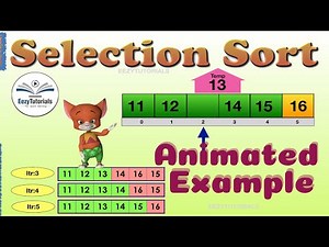 Sorting animation of numbers using selection sort algorithm in data structures