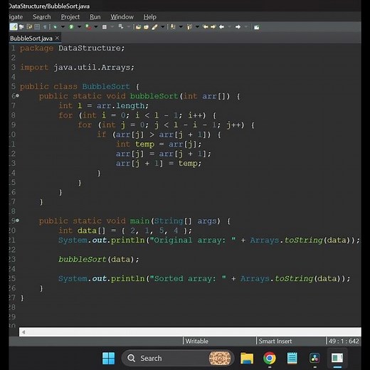 Java Programming: Bubble Sort Algorithm new Simplified