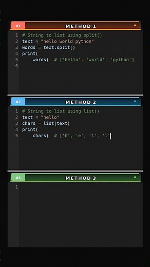 Convert-String-to-List-via-3-Methods #programming