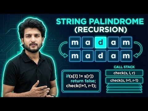 Check String is Palindrome or not Using Recursion | Recursion from Basic to Advance #7