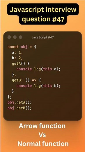Arrow Function vs Normal Function | Important JavaScript Interview Question |#javascript #reactjs