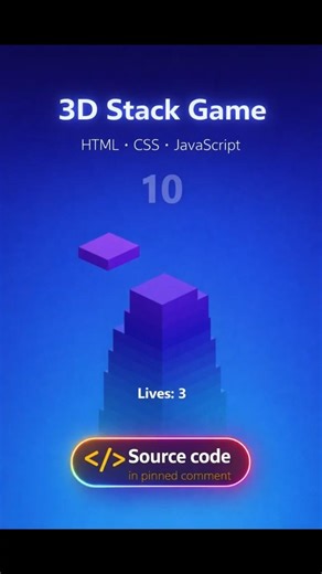 3D Stack Game - Built with HTML, CSS & JavaScript | @devsQUE #coding #shorts
