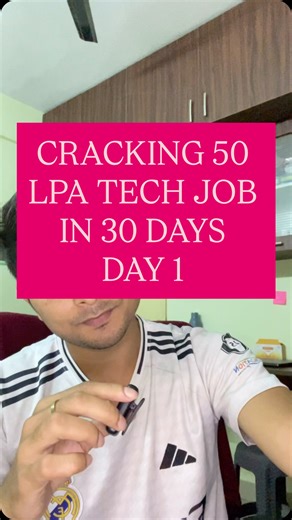 Sachin Kr. Shukla on Instagram: "CRACKING 50 LPA IN 30 DAYS | DAY 1 | 45 MIN | WOKE UP AT 7 AM #theboringfounder #tech #job #ai #coding #python #fullstack #frontend #backend"