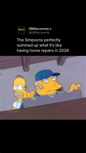 The Simpsons perfectly sums up what it feels like trying to afford home repairs in 2026. Average home repair costs are sitting around $400 to $1,700 per fix, and bigger jobs can easily run $5K to $15K . One broken HVAC, roof leak, or plumbing issue and your “doing fine” budget is cooked. This is why homeowners should keep at least 1% to 3% of their home’s value set aside each year for maintenance. Bought a $400K house? That’s $4K to $12K annually you should expect to cycle back into it. Owning >