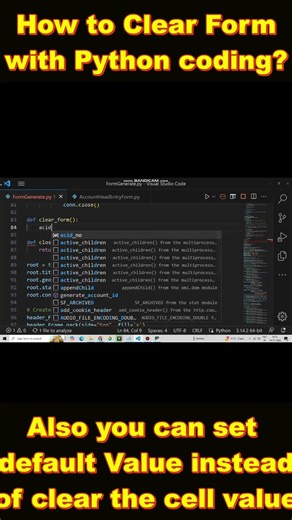 Clear Button Function Python Coding