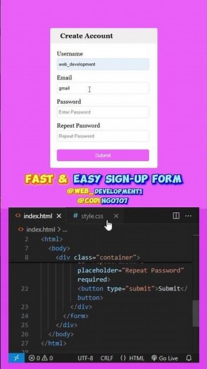 How to Create a Registration Form with HTML & CSS? 🚀