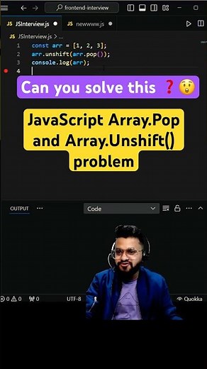 #day73 - Can you solve this #javascript array pop and unshift interview question ? #coding #frontend