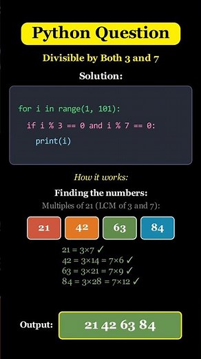 Python: Check Numbers Divisible by BOTH 3 and 7! 😱✨ #python #coding