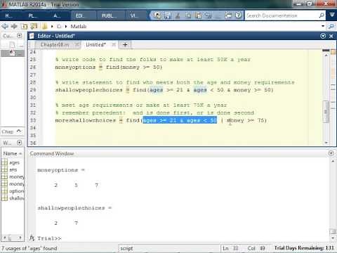 Find, Any, and All Functions in Matlab