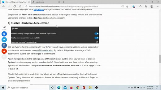 YouTube videos not playing on Microsoft Edge