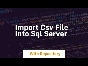 import csv file into sql server