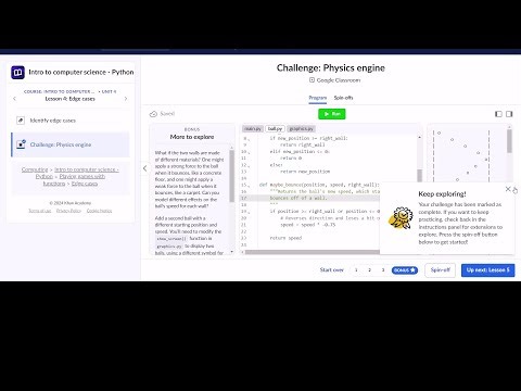 Challenge Physics Engine Khan Academy
